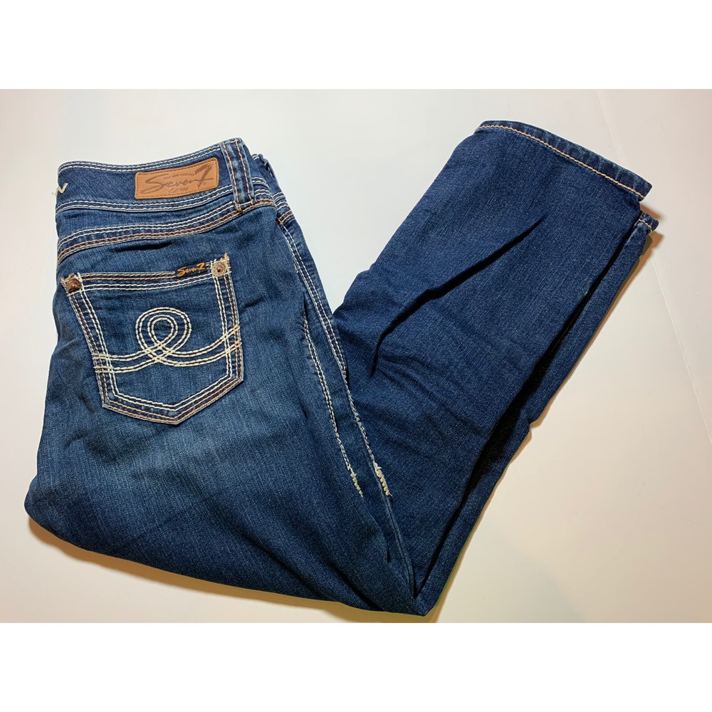 Seven 7 Denim Crop Capri Jeans Women's Stretch Thick Stitch Size 30
